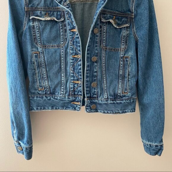 Free People Fitted Denim Jean Jacket Indigo Sz XS - Picture 3 of 9